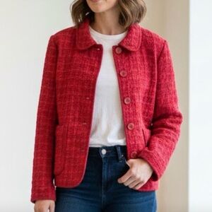 Vintage Democracy Grow in America Red Textured Cotton Jacket M Y2K waffle knit